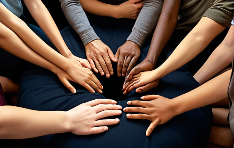**A diverse group of people sitting in a circle, actively listening to each other with empathy and understanding. Soft, warm lighting, creating a safe and supportive atmosphere. Focus on facial expressions showing compassion.**
