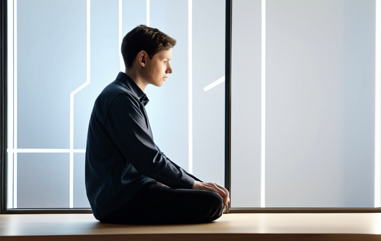 A peaceful individual, fully clothed in modest and professional casual attire, sitting comfortably in a warm, minimalist study. The person is in a contemplative pose, gazing thoughtfully. Soft light illuminates the scene, with subtle, abstract floating geometric shapes in the background, symbolizing fragmented memories gently coming together. Perfect anatomy, correct proportions, natural pose, well-formed hands, proper finger count, natural body proportions. Professional photography, high-quality, safe for work, appropriate content, family-friendly.